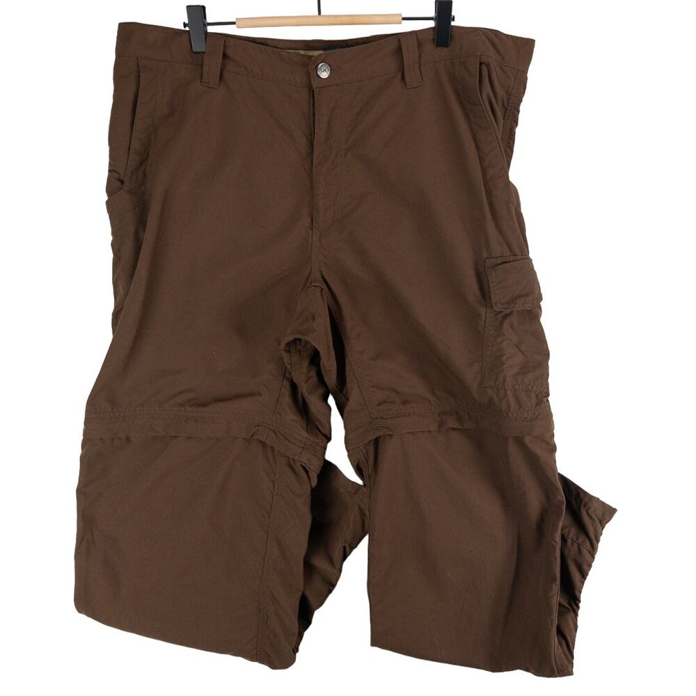Convertible Hiking Pants Mens 40x34 Brown Zip-Off Quick Dry Nylon Mountain